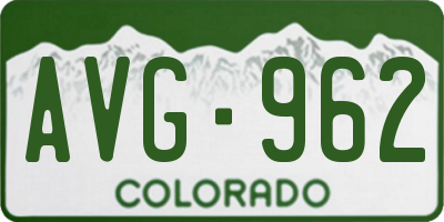 CO license plate AVG962