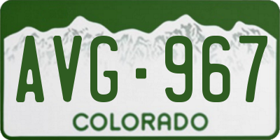 CO license plate AVG967