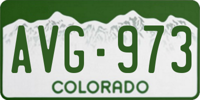 CO license plate AVG973