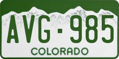 CO license plate AVG985