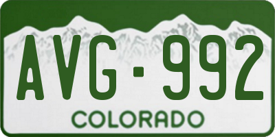CO license plate AVG992