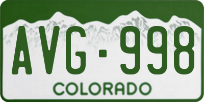 CO license plate AVG998
