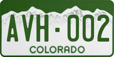 CO license plate AVH002