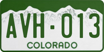 CO license plate AVH013