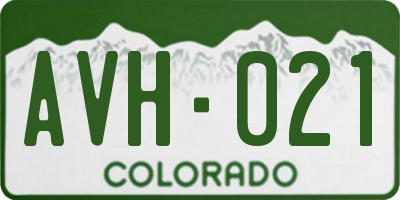 CO license plate AVH021