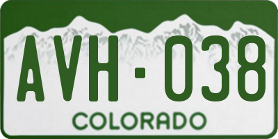 CO license plate AVH038