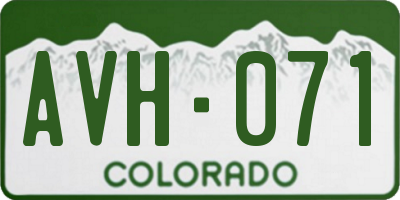 CO license plate AVH071