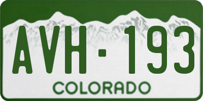 CO license plate AVH193