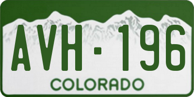 CO license plate AVH196