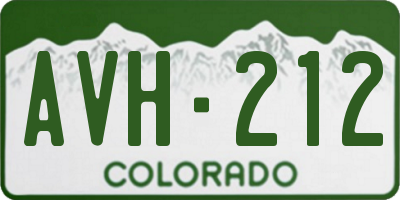 CO license plate AVH212