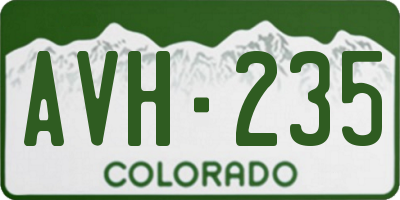 CO license plate AVH235