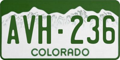 CO license plate AVH236