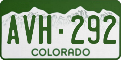 CO license plate AVH292