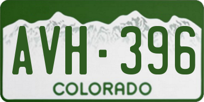 CO license plate AVH396