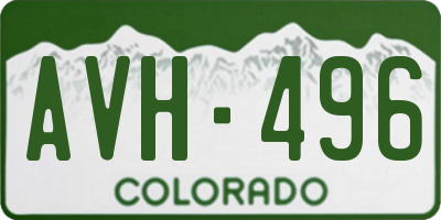 CO license plate AVH496