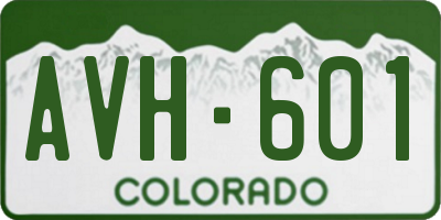 CO license plate AVH601