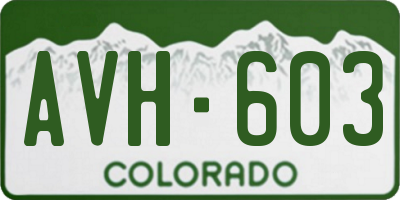 CO license plate AVH603