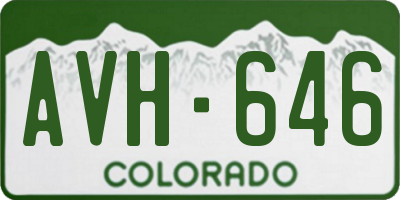 CO license plate AVH646