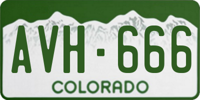 CO license plate AVH666
