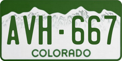 CO license plate AVH667