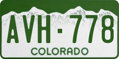 CO license plate AVH778