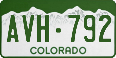 CO license plate AVH792
