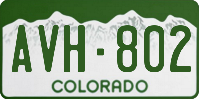 CO license plate AVH802