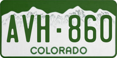 CO license plate AVH860