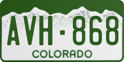 CO license plate AVH868