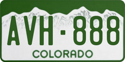 CO license plate AVH888