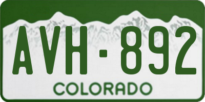 CO license plate AVH892