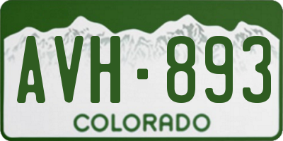 CO license plate AVH893