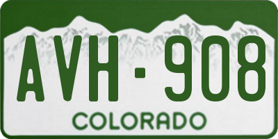 CO license plate AVH908