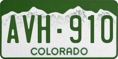 CO license plate AVH910
