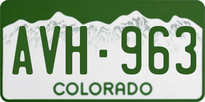 CO license plate AVH963