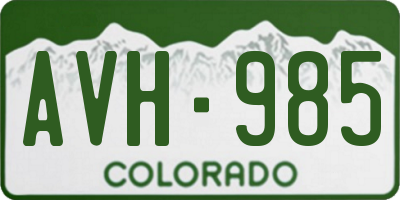 CO license plate AVH985