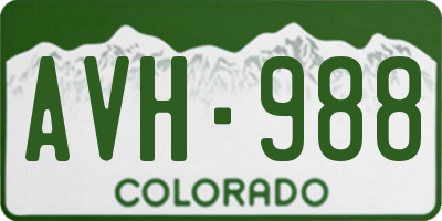 CO license plate AVH988