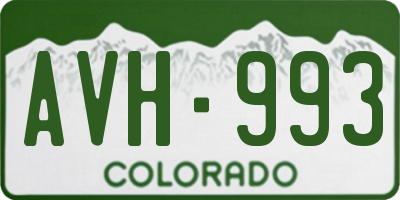 CO license plate AVH993