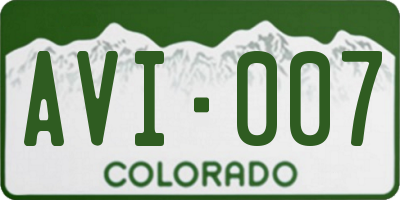 CO license plate AVI007
