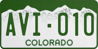 CO license plate AVI010