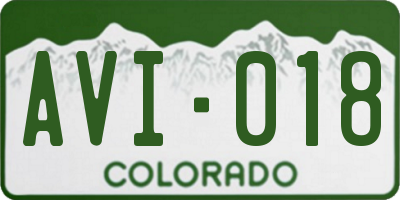 CO license plate AVI018