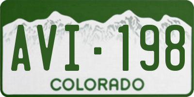 CO license plate AVI198