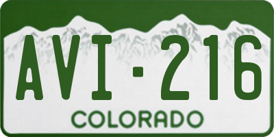 CO license plate AVI216