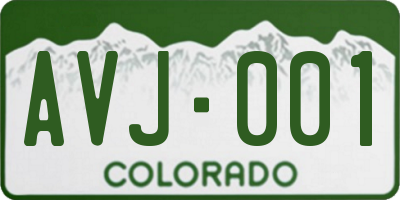 CO license plate AVJ001