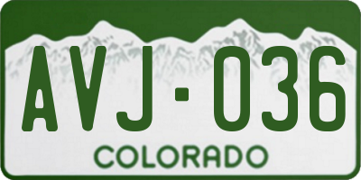 CO license plate AVJ036