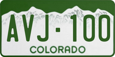 CO license plate AVJ100