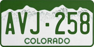 CO license plate AVJ258