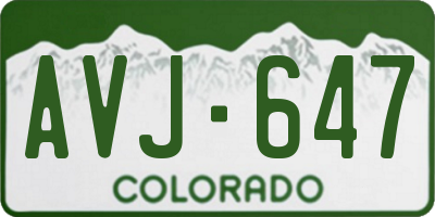 CO license plate AVJ647