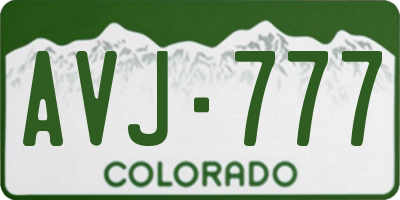 CO license plate AVJ777