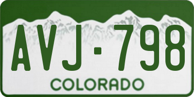 CO license plate AVJ798
